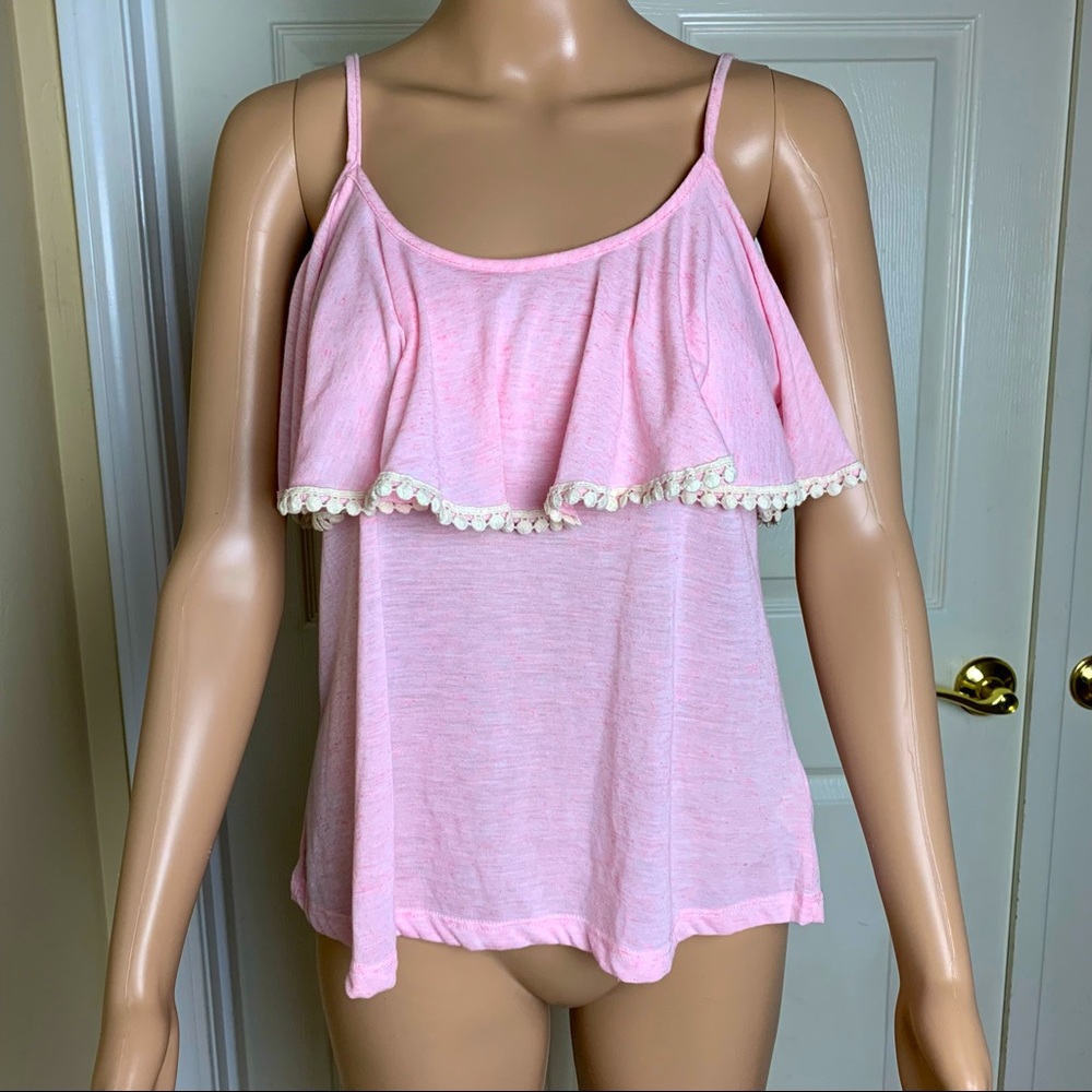 California Gypsy Layer Flounce Pink Cami Tank Sz M